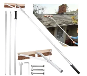 Factory Supply Telescopic Roof Cleaning Brush 21ft Natural Bristle Aluminum Pole Roof Brush for Leaf & Snow Removal