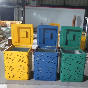 Factory-customised Metal Outdoor Waste Bin Available in Multiple Colours Designs Metal Outdoor Garbage Bin