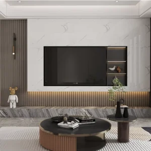 Factory direct Fashionable Modern Eco friendly Wood TV Cabinets with Light for Living Rooms & Hotels