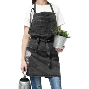 Fashion Denim Custom logo Kitchen Apron Barista Milk Tea Shop Art Painting Apron