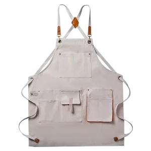 Fashion Workwear Sleeveless Apron Heavy Duty & Washable Customized Logo Embroidery Printing for Bar Cocktail Barista Use