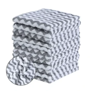 Fast Drying Microfiber Dish Rags Grey Non stick Reusable and Lint Free Kitchen Coral Fleece Cloth Towel