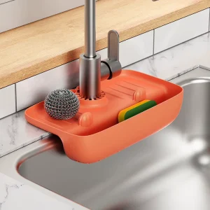Faucet Splash Proof Drain Rack Standing Type Installation Free Non Slip Countertop Mat Kitchen Cloth Sponge Scrubber