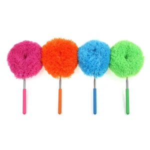 Feather Duster Small Mini Retractable Round Head Fiber Duster Household Cleaning Dust Removal Tool