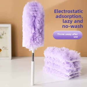 Feather Duster Static Dust Removal Duster Disposable Extendable Purple Non Woven Fabric Cleaning Artifact Cross-B