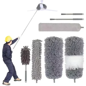 Feather Duster for Cleaning Telescopic Microfiber Collector Bathroom Brush Duster Cleaning Duster and Brushes