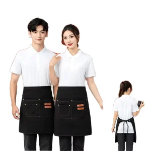 Female Short Apron Waterproof Canvas Waist Encircling Chefs for Catering Milk Tea Hotels Half-Length Use for Cleaning