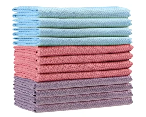 Fish Scale Microfiber Polishing Cloth 40x40cm Lint Free Quick Dry Microfiber Cleaning Washing Cloth Kitchen Towel