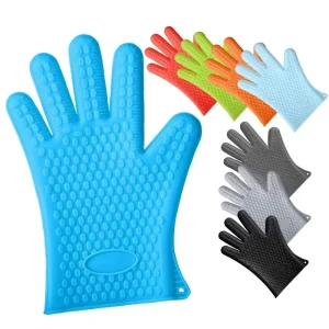 Five Finger Silicone Gloves Dotted Style Thickened Cross Household Kitchen Gloves Microwave Heat Insulation Suitable