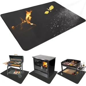 Flame-Resistant Fiberglass Silicone-Coated Grill Mat for Indoor Fireplace and Outdoor BBQ