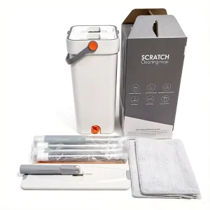 Flat Mop with Bucket Featuring a Separate Dirty Water Cleaning System with 2 Replaceable Mop Pads for Floor Cleaning
