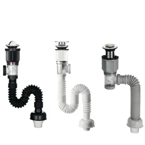 Flexible Anti-Odor Sink Drain Pipe with Pop-Up Waste Filter and Anti-Clogging Design