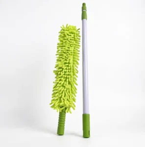 Flexible Chenille Duster with Telescopic Handle Fluorescent Green Microfiber Head for Ceiling Fans Blinds and Car Interiors