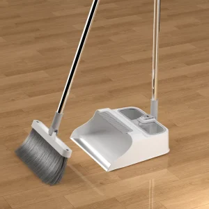 Floor Broom Soft Bristle Self Cleaning Broom and Dustpan Set With Teeth Plastic Handle for Pet Hair Home Cleaning