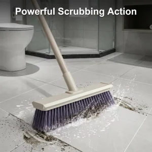 Floor Cleaning Scrub Brush Bathroom 126cm Long Handle 2 in 1 Floor Scrub Brush with Squeegee