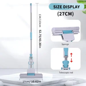 Floor Cleaning Telescopic Mop Squeeze with Long Handle Self Wringing Mop for Kitchen Bathroom Tiles Sponge Mops