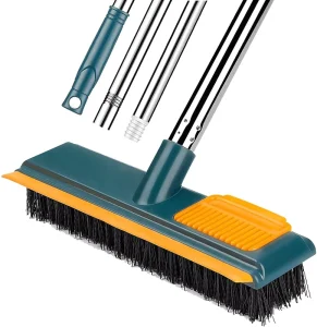 Floor Scrub Brush 2 In1 Floor Rubber Cleaning Brush with Comb Teeth and Squeegee Kitchen Broom