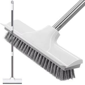 Floor Scrub Brush with Long Handle 2 in 1 Scraper and Brush Tub and Tile Brush Cleaning Bathroom Kitchen Wall Deck