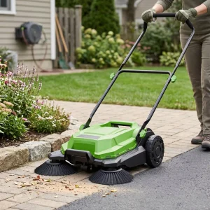 Floor Sweeper Hand Push Walk Behind Outdoor Garden Road Cleaning Floor Sweeper With 24L Collector