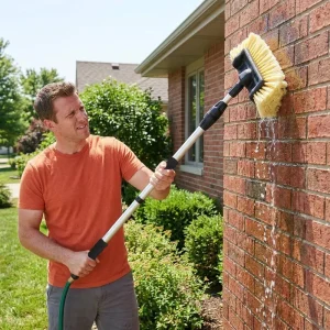 Flow-Through Penta-Head Car Wash Brush Aluminum Rod Hose Connector Soft Bristle Multi-Surface Exterior Cleaner