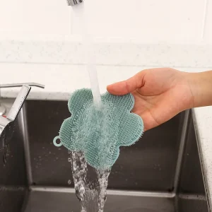 Flower Shape Cleaning Bowl Pot Dish Fruit Vegetable Brushes Multifunctional Silicone Dishwashing Brush for Kitchen