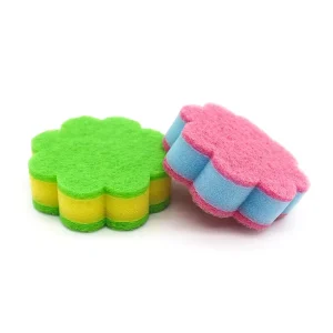 Flower Shaped Eco Friendly Heavy Duty High Absorbent Strong Decontamination Multi Purpose Non scratch Cleaning Sponge for