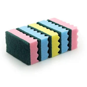 Foamstar 5 Pack Kitchen Cleaning Weaving Scrub Sponge With Scouring Pad Regular Sponge Scourer