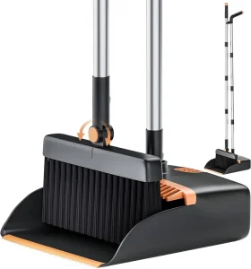 Foldable Broom and Dustpan Set Collapsible Cleaning Kit with Locking Handle for Home and Apartment