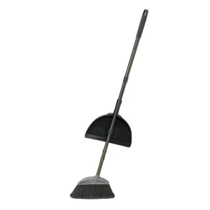Foldable Broom and Dustpan Set with 3 Section Steel Handle for Indoor and Outdoor