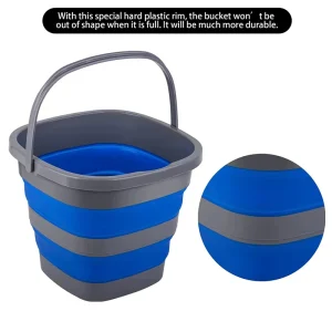 Foldable Bucket Collapsible Fishing Camping Beach Outdoor Simple Carry Square Folding Bucket Portable Tubs Silicone Collapsib