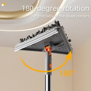 Foldable Corner Ceiling Tile Glass Wet Dry Household Triangular Cleaning Mop Set with Telescopic Stainless Steel Handle Squeegee