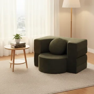 Foldable Fabric Single Sofa Bed with Detachable Washable Cover