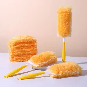 Foldable Overhead Duster Disposable Static Dusting Duster with Telescopic Pole and Replaceable Heads Household Cleaning Tool