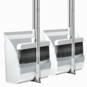 Foldable Plastic Broom and Dustpan Set with Floor Wiper, 2-in-1 Portable Household Cleaning Kit