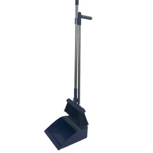 Foldable Portable Standing Household Cleaning Set 2 Piece Broom and Dustpan Combination with Plastic Handle