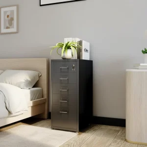 Foldable Steel Side Table and White Side Cabinet