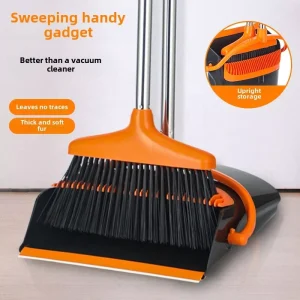 Foldable Windproof PVC and Plastic Hand Style Broomstick Set with Soft Bristles Dustpan for Home Cleaning