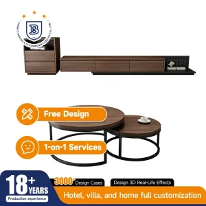 Foldable Wooden TV Cabinet with Storage for Living Room Apartment