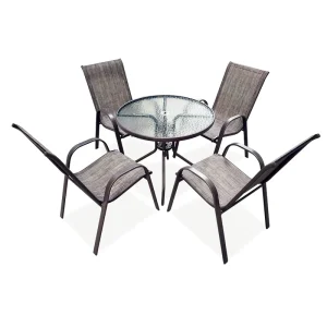 Folding 4-Seat Grey Outdoor Garden Dining Set