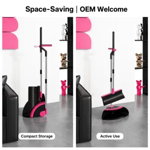 Folding Broom and Dustpan Set with Adjustable Handle Space Saving Home Cleaning Tool Custom Logo OEM