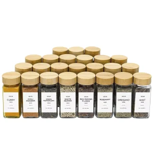 Food Grade Clear Glass Eco friendly Recyclable Airtight 120ml Square Spice Jar Bamboo Wood Lid Jelly Seasoning Kitchen Home