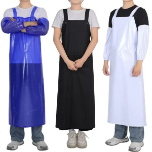 Food Grade Double Strap PVC Apron Flexible Durable Waterproof Oil Resistant Unisex Protective Apron for Restaurant Catering