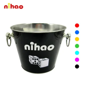 Food Grade Galvanized Metal Ice Bucket Large Capacity 5L for Champagne & Beer Outdoor Camping Picnic Portable