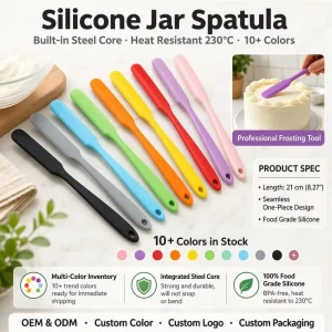 Food-Grade Heat-Resistant Silicone Spatula and Jar Scraper for Jam, Cake Cream, Butter, and Batter