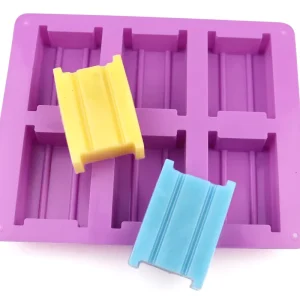 Food Grade Rectangular H-Shaped Silicone Soap Mold, 6 Cavities, 105g