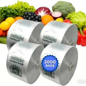 Food Grade Recyclable Side Gusset Plastic Produce Bags 3000 Counts Thickened for Kitchen Fruits Vegetables