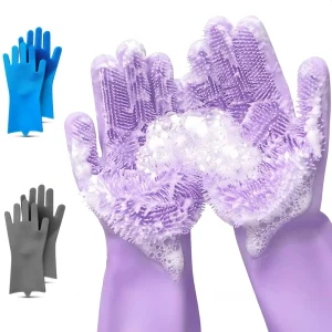 Food Grade Silicone Dishwashing Gloves Anti-Slip Waterproof Heat Resistant Reusable Kitchen Gloves for Home Pet Care Cleaning