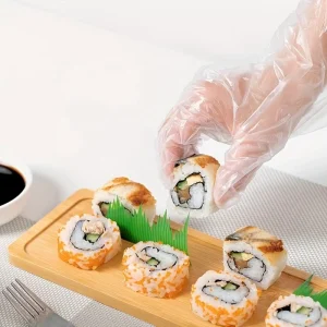 Food Grade Thick Disposable PE Gloves Transparent Durable Water Oil Resistant for Kitchen Restaurant Food Handling Use