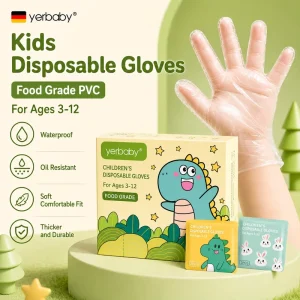 Food Grade Waterproof Oil Resistant Soft Durable 50pcs Individually Packed Children’s Gloves for Kids 3 12 Disposable PVC Gloves