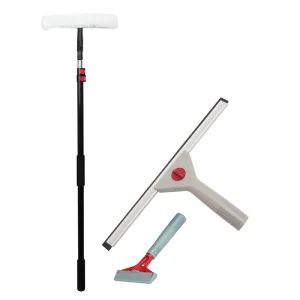For 20ft Twist Lock Telescopic Window Cleaning Brush Tools Set with Aluminum Handle and Silicone Squeegee Eco Friendly